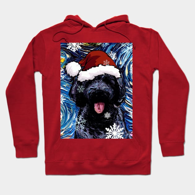 Black Goldendoodle Santa Hoodie by sagittariusgallery